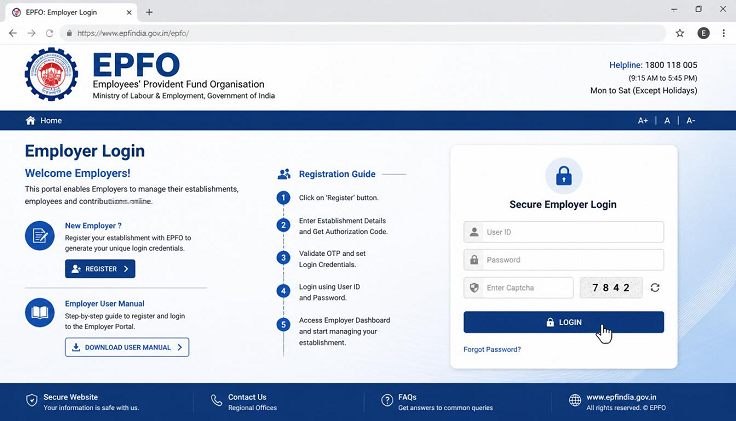 EPFO Employer Login